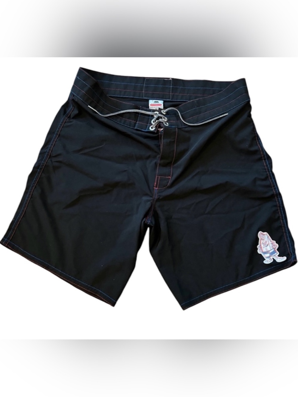 Birdwell Beach Britches Black Men's Board Shorts Red & Blue Contrast Stitching
